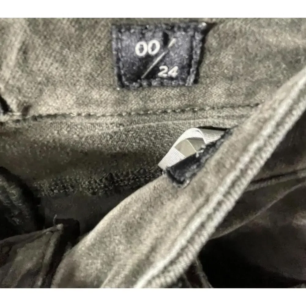 Lucky Brand Jeans Women's 00/24 Olive Green Velvet Ava Super Skinny Retro Y2K
